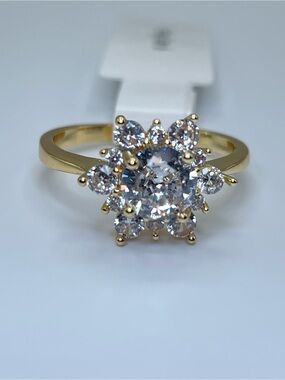 Swarovski Crystal Elements White Swarovski Elements Floral Halo Ring Size 6